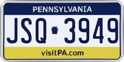 PA license plate JSQ3949