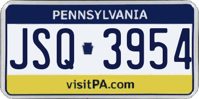 PA license plate JSQ3954