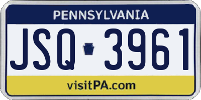 PA license plate JSQ3961