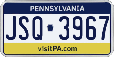 PA license plate JSQ3967