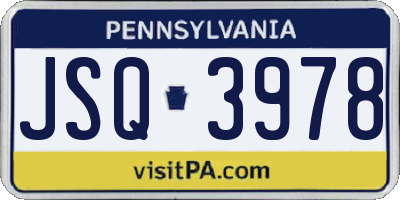 PA license plate JSQ3978