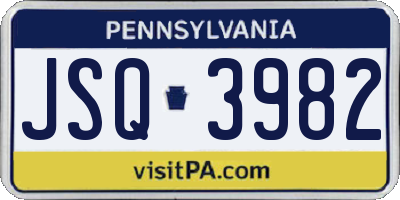 PA license plate JSQ3982