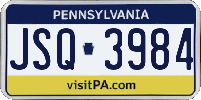 PA license plate JSQ3984