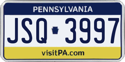 PA license plate JSQ3997