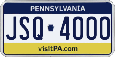 PA license plate JSQ4000