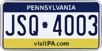 PA license plate JSQ4003