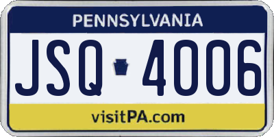 PA license plate JSQ4006