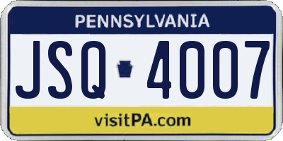 PA license plate JSQ4007
