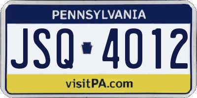 PA license plate JSQ4012