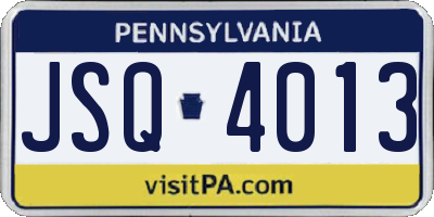 PA license plate JSQ4013