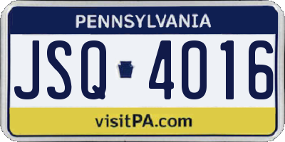 PA license plate JSQ4016