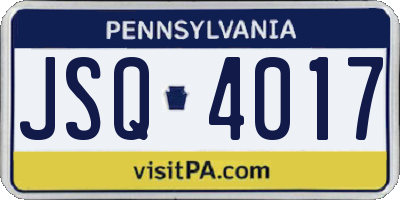 PA license plate JSQ4017