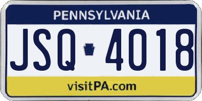 PA license plate JSQ4018