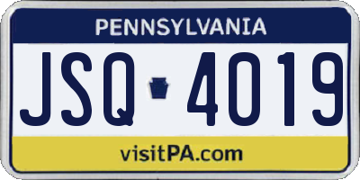 PA license plate JSQ4019
