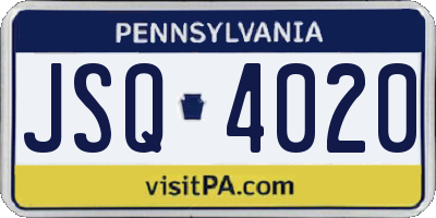 PA license plate JSQ4020