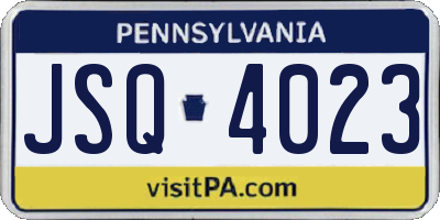 PA license plate JSQ4023