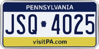 PA license plate JSQ4025