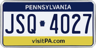 PA license plate JSQ4027