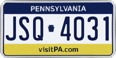 PA license plate JSQ4031