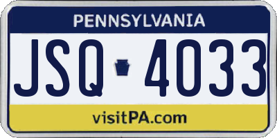 PA license plate JSQ4033