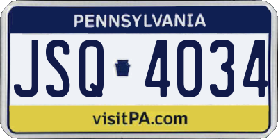 PA license plate JSQ4034