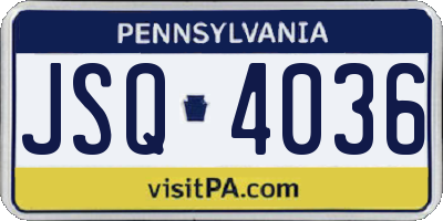 PA license plate JSQ4036
