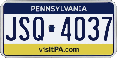 PA license plate JSQ4037