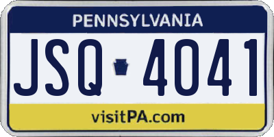 PA license plate JSQ4041