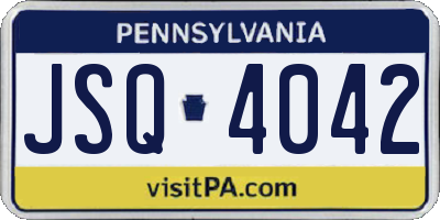 PA license plate JSQ4042
