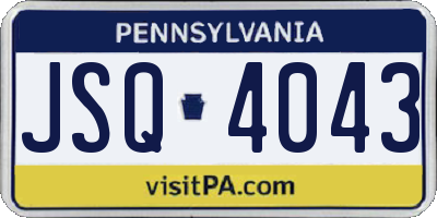 PA license plate JSQ4043