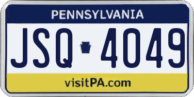 PA license plate JSQ4049