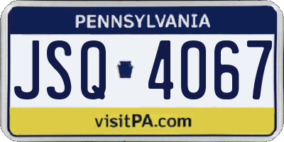 PA license plate JSQ4067