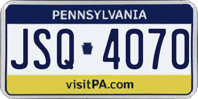 PA license plate JSQ4070