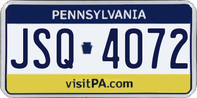 PA license plate JSQ4072
