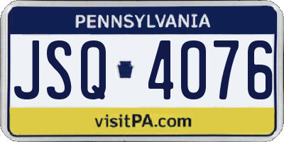 PA license plate JSQ4076