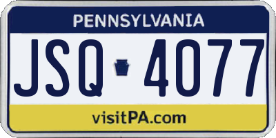 PA license plate JSQ4077