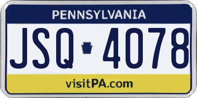 PA license plate JSQ4078