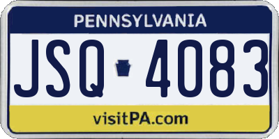 PA license plate JSQ4083