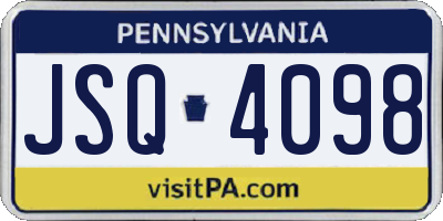 PA license plate JSQ4098