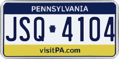 PA license plate JSQ4104