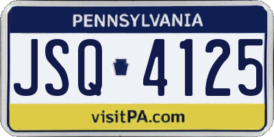 PA license plate JSQ4125