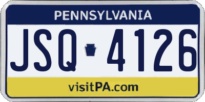 PA license plate JSQ4126