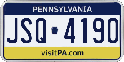 PA license plate JSQ4190
