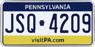 PA license plate JSQ4209