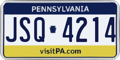 PA license plate JSQ4214