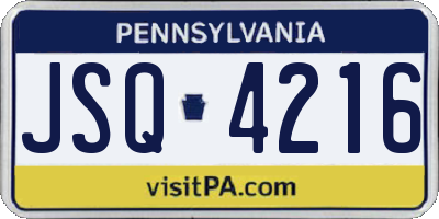 PA license plate JSQ4216