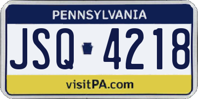 PA license plate JSQ4218