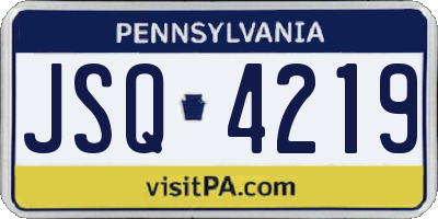 PA license plate JSQ4219