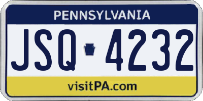 PA license plate JSQ4232