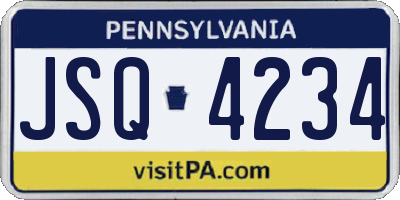 PA license plate JSQ4234